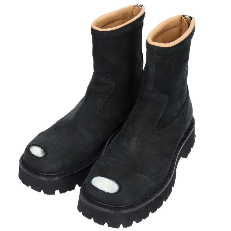 MM6 Distressed Toe High-Top Boots Black Size 8.5