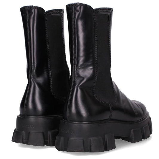 PRADA Monolith Chelsea Leather Boots Black Size 9.5