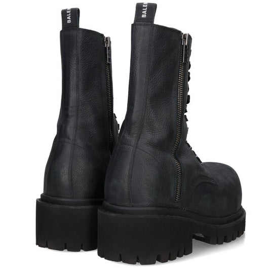 BALENCIAGA Black Calf Nubuck Stomper Zip Boots Size EU 43