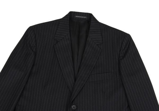 YOHJI YAMAMOTO COSTUME D Wool Chalk Stripe Dark Navy Jacket Size 2
