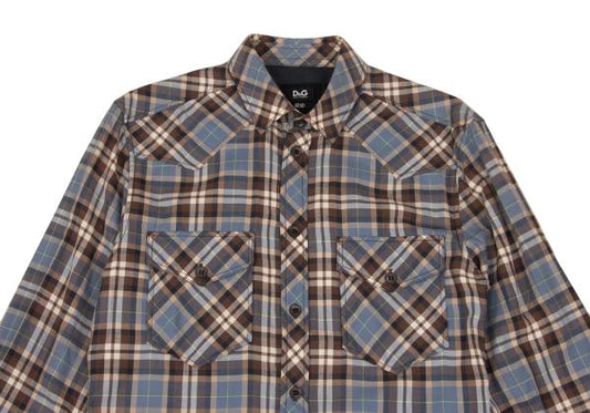 Dolce & Gabbana D&G Cotton Check Western Yoke Shirt Size M