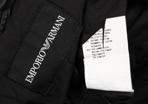 EMPORIO ARMANI Back Cutwork Leather Blazer Black Size 46