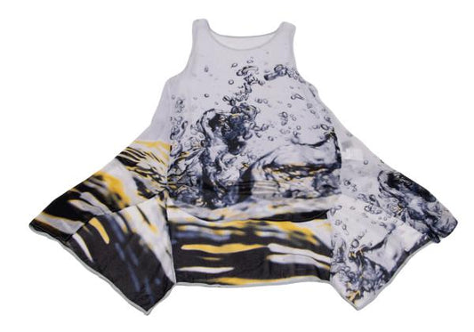 Y's 13SS Cupro Water Print Flare Tank Top Light Blue Size 1