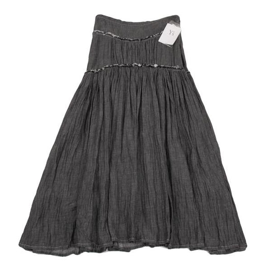 Y's Cotton Chambray Raw Edge Gathered Skirt Gray Size 3