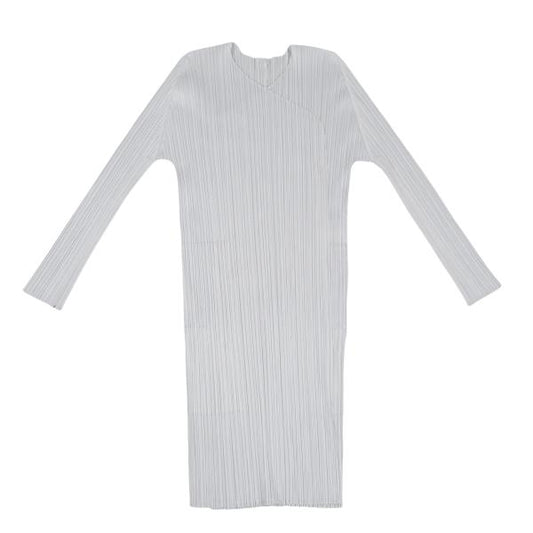 PLEATS PLEASE Pleated Buttonless Long Light Gray Cardigan Size 3