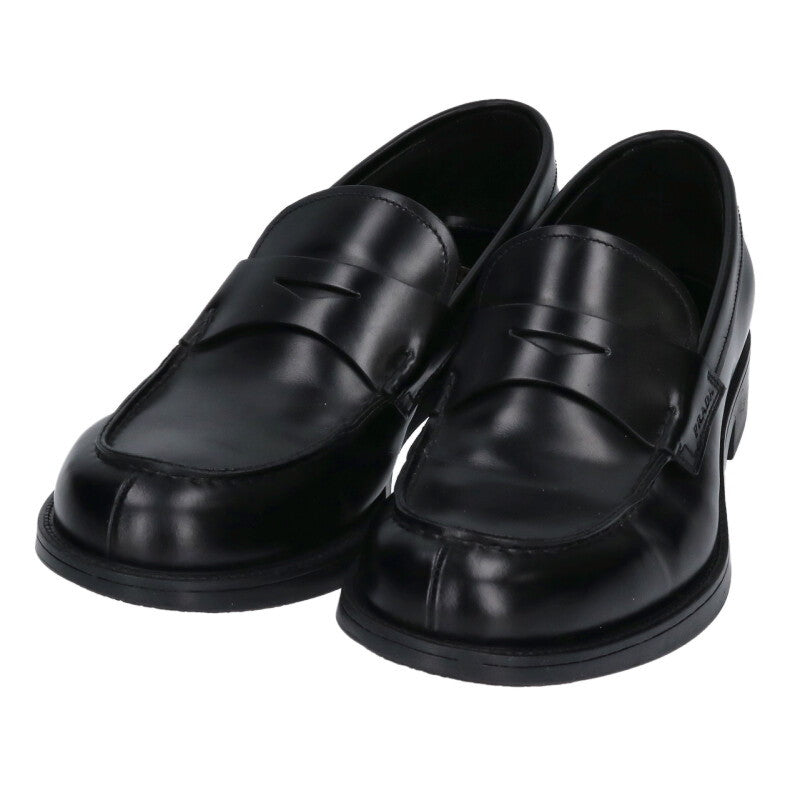 PRADA 2DE093 Brushed Leather Loafers Black Size 1