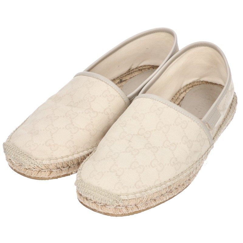 GUCCI GG Canvas Espadrille Shoes White Size 8