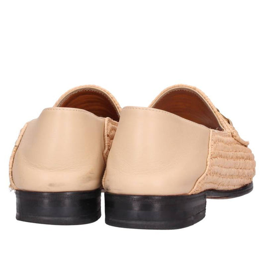 GUCCI Raffia Horsebit Loafer Shoes Beige Size 8.5