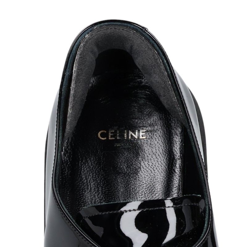 CELINE Patent Monk Strap Creeper Shoes Black Sneakers Size EU 42