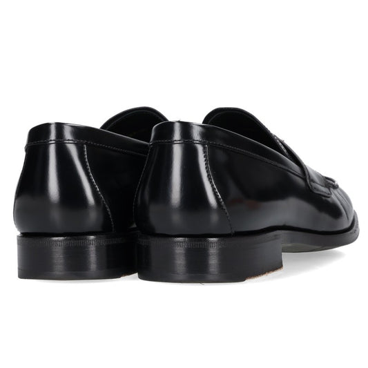 PRADA Triangle Logo Brushed Leather Loafers Black Size 9
