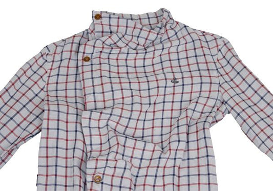 Vivienne Westwood MAN Cotton Check Drape Light Gray Shirt Size 44