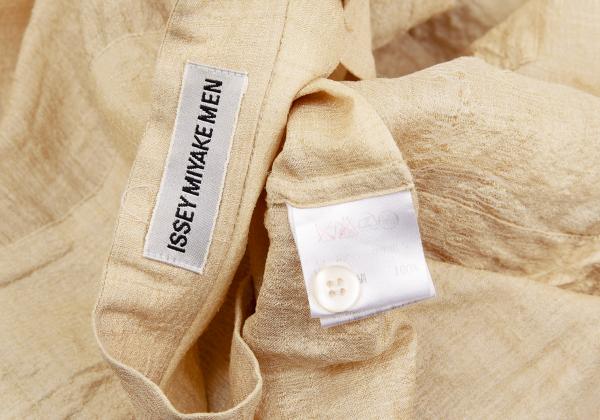 ISSEY MIYAKE MEN Silk Mao Collar Shirt Beige Size L