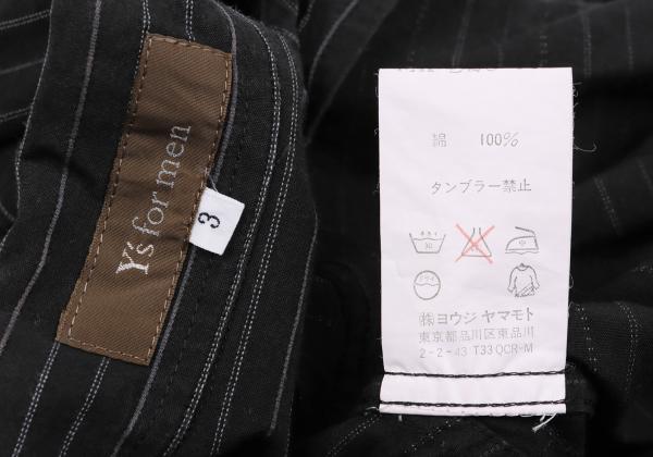 Y's for men Zigzag Stripe Panel Shirt Black Cotton Size 3