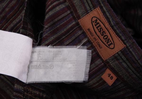 MISSONI Linen Cotton Stripe Long Sleeve Shirt Purple Size 48