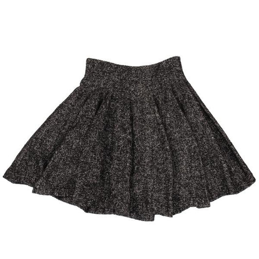 LIMI feu Silk Blend Wool Tweed Pleated Skirt Black Size S