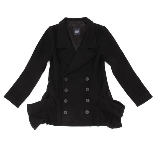 LIMI feu Wool Nylon Flap Pocket Design Peacoat Black Coat Size S