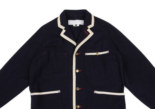 GANRYU Wool Flannel Piping Design Jacket Navy Size S