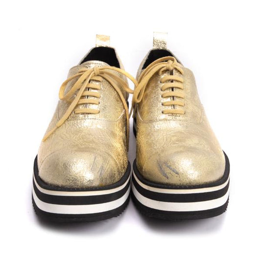 COMME des GARCONS Gold Metallic Platform Shoes Size 23.5CM