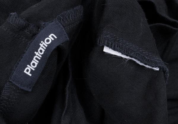 Plantation Panel Design High Neck Blouse Navy Size M