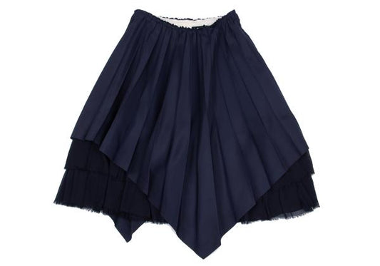COMME des GARCONS Poly Raw-Edge Chiffon Skirt Navy Size S