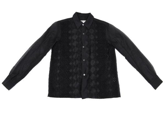 COMME des GARCONS Front Lace Panel Long Shirt Black Size S
