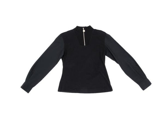 JUNIOR GAULTIER Half-Zip Mixed Sleeve L/S Tee Black Size 40