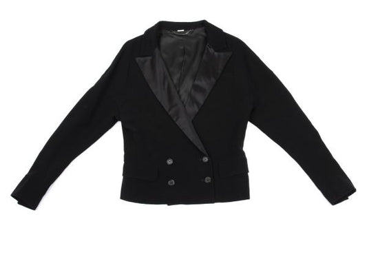 VIKTOR&ROLF Silk Collar Double-Breasted Jacket Black Size 38