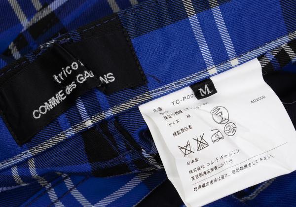 COMME des GARCONS Wool Tencel Tartan Check Pants Blue Size M