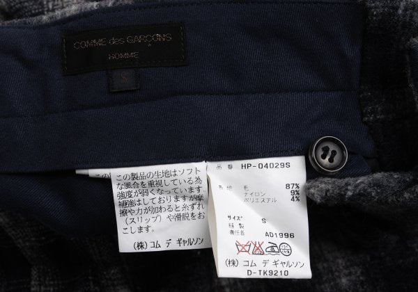 COMME des GARCONS HOMME Shadow Check Mixed Navy Gray Pants Size S