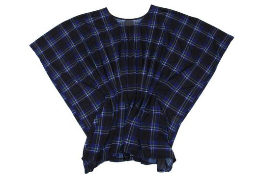 ISSEY MIYAKE Poly Check Wide Blouse Blue Size 2