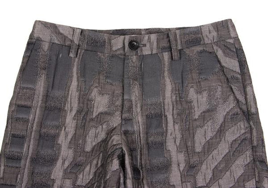 ISSEY MIYAKE Nylon Blend Lame Jacquard Pants Gray Size 2