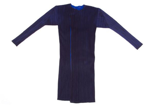 PLEATS PLEASE Mesh Bi-Color Layered Coat Blue Size 4