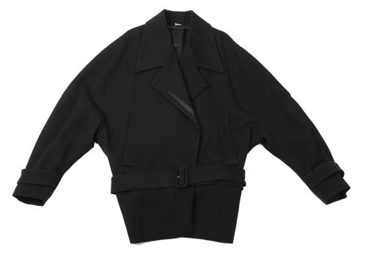 VIKTOR&ROLF Wool Half Trench Coat Black Size 40