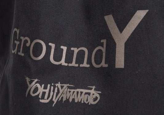 Ground Y Logo Print Canvas Tote Bag Black