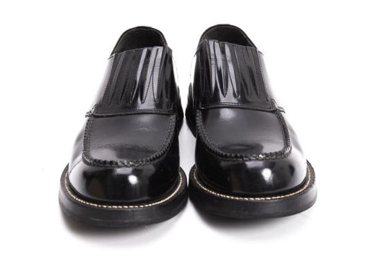 COMME des GARCONS HOMME Black Leather Slip-Ons Size 25.5cm