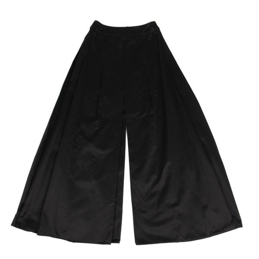 CHANEL Cotton Tuck Pleat Midi Skirt Black Size 36