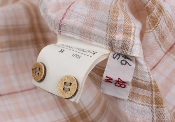 Papas Linen Madras Check Long Sleeve Shirt Pink/Brown Size 48M