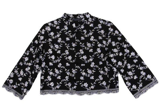 KEITA MARUYAMA Floral Embroidered China Blouse Black Size M