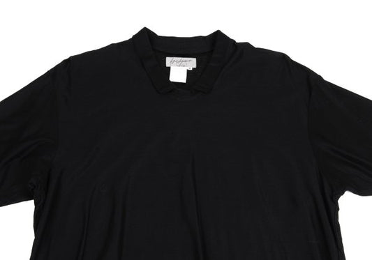 Yohji Yamamoto POUR HOMME Glossy Collar T-Shirt Black Size M