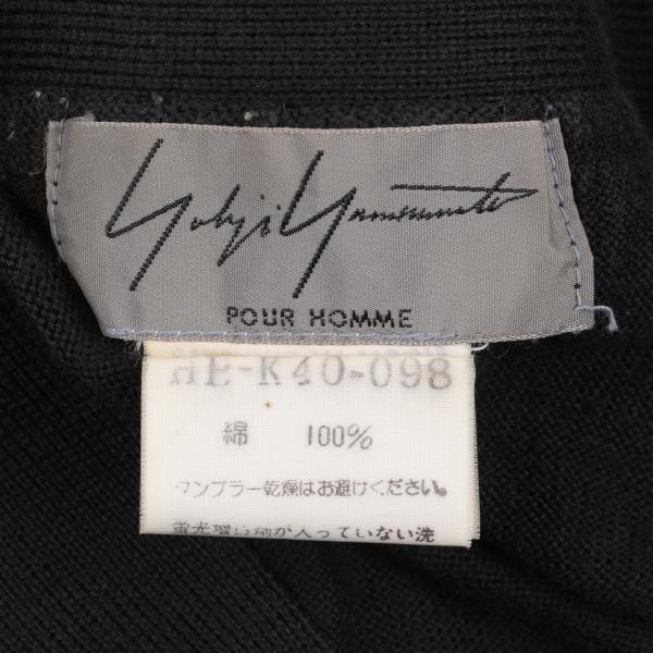 Yohji Yamamoto POUR HOMME Cotton Zip-Up Vest Black Knit Size M