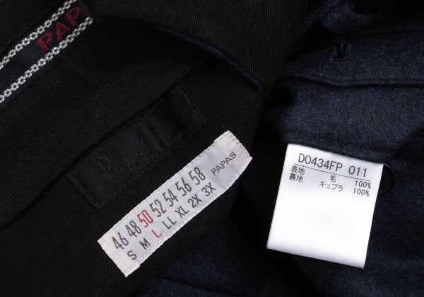 Papas Wool Two-Tuck Pants Navy Size 50L