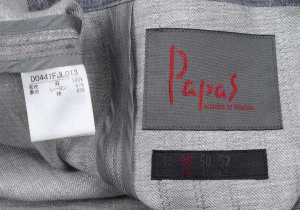 Papas Linen Piping Stripe Blazer Light Gray Size 48M