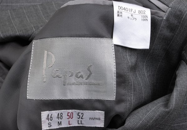 Papas Wool Chalk Stripe Tailored Blazer Gray Size 50L