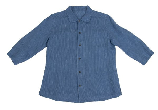 JURGEN LEHL Babaghuri Striped 3/4 Button-Up Blue Size M