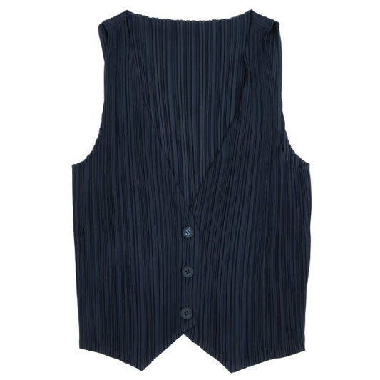 ISSEY MIYAKE Pleated Vest Blue Size F