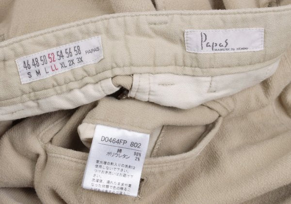 Papas Beige Cotton Blend Stretch Brushed Pants Size 52LL