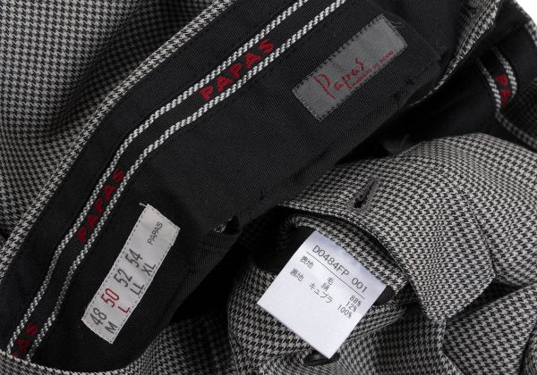 Papas Wool Silk Puppytooth Two-Tuck Pants Black Size 50L