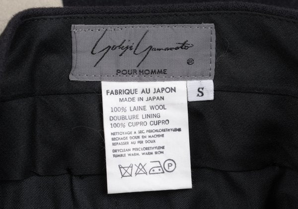 Yohji Yamamoto POUR HOMME Felt Wool Side Pants Navy Size S