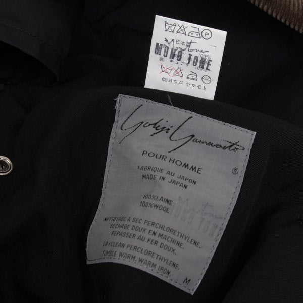 Yohji Yamamoto POUR HOMME Corduroy Panel Jacket Black Size M