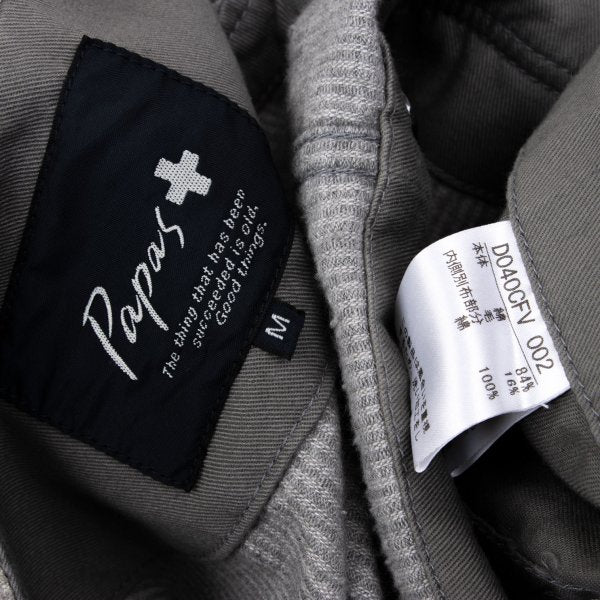 Papas Cotton Wool Corduroy Paneled Vest Gray Size M
